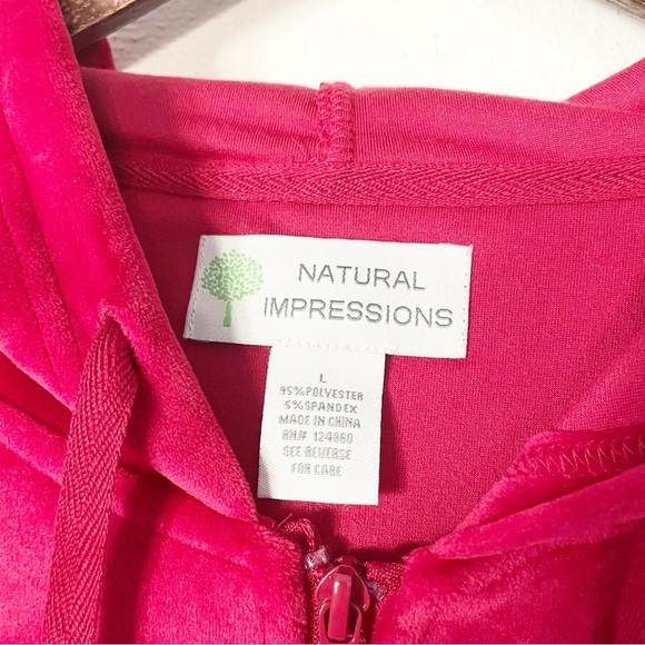 Like new! Natural Impressions Velvet Embroidered Zip-Up Red Hoodie Size Large - Picture 3 of 6